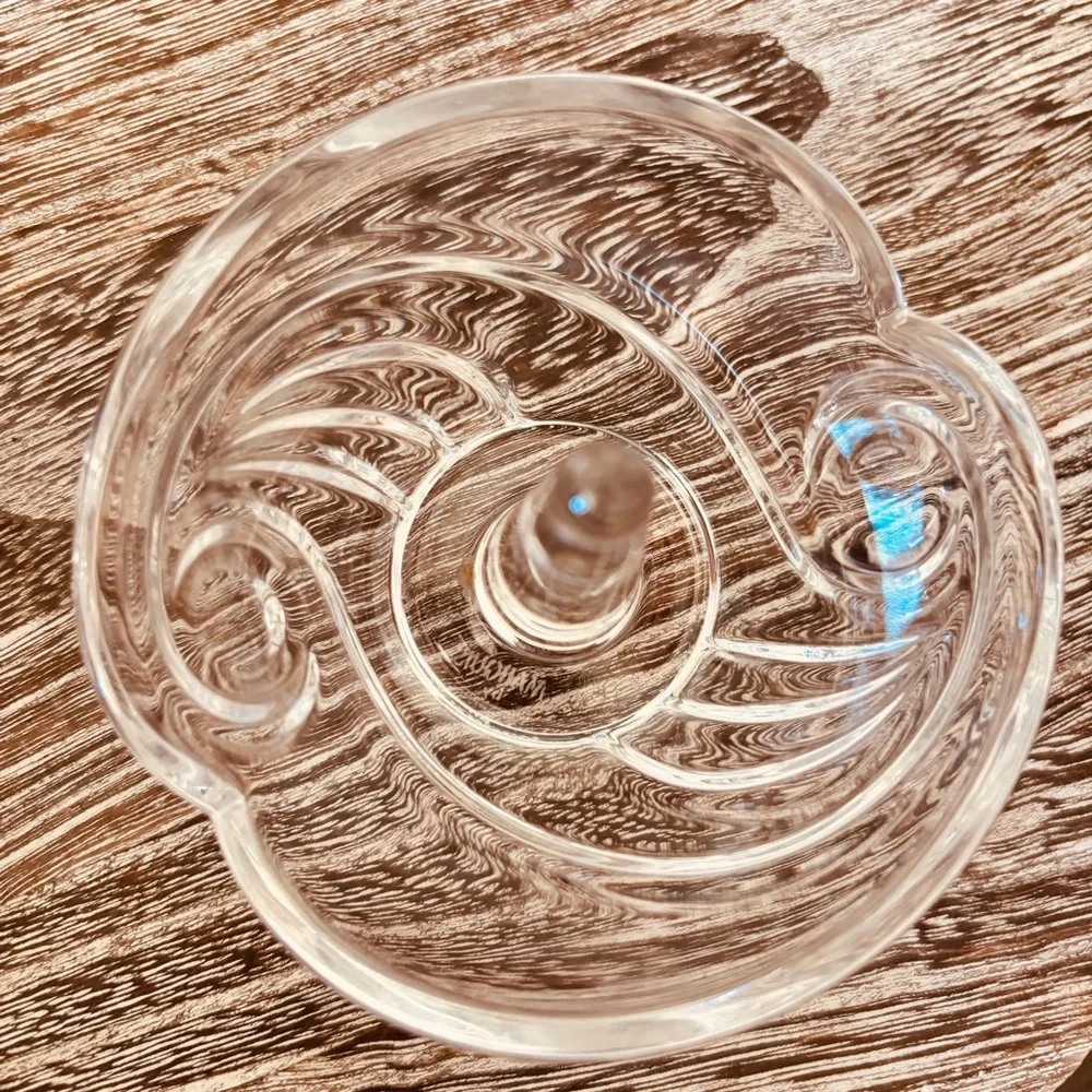 Glass Ring Holder Dish Swirl Design Vanity Jewelry Organizer - Picture 3 of 4